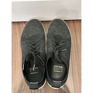 FitFlop Uberknit Lace Up Sneakers Black White Womens 8.5 L39-001 Comfort Shoes